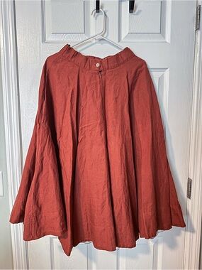 Son De Flor Classic Full Circle Linen Skirt in Rust XXS